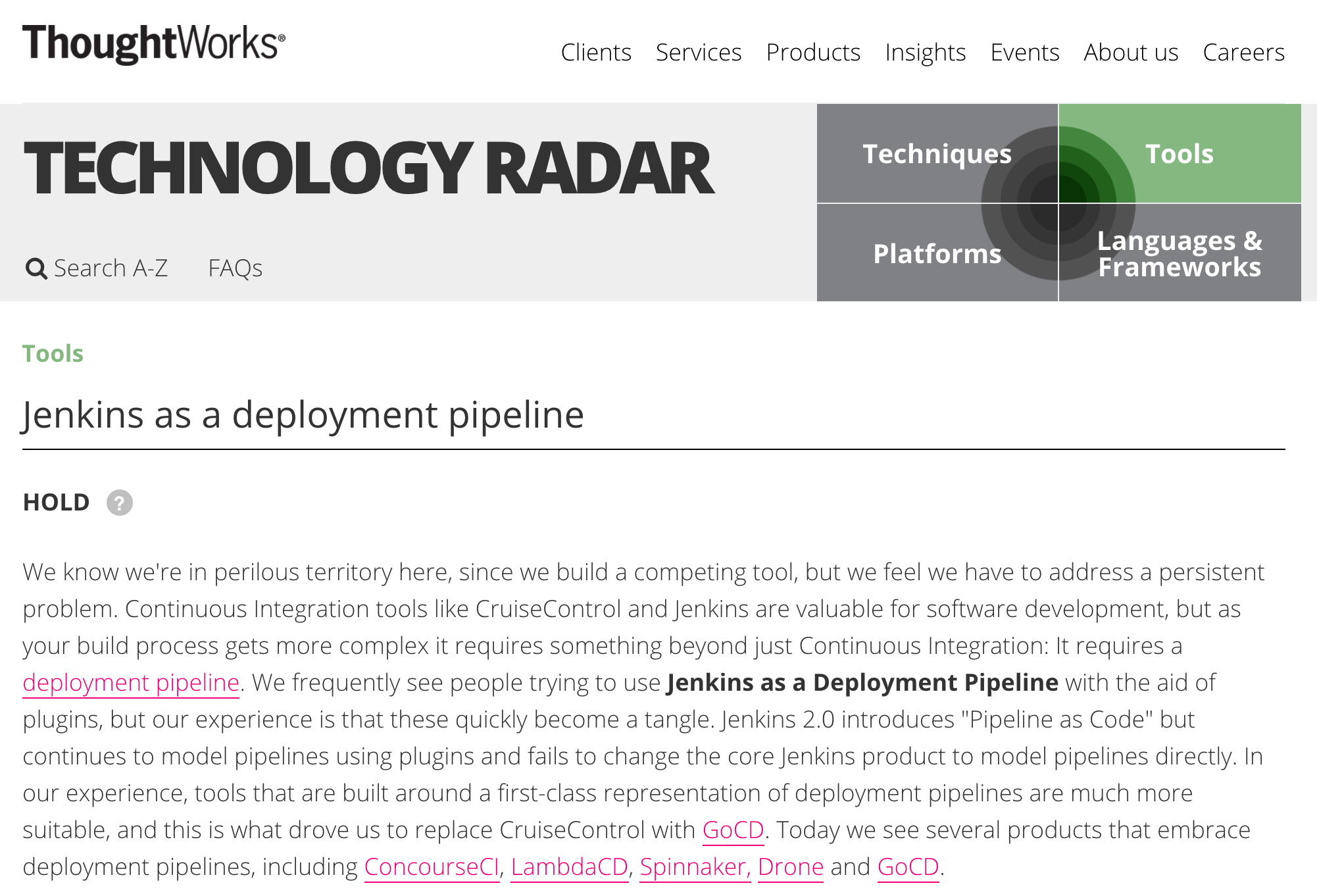 say no to Jenkins as a deployment pipeline